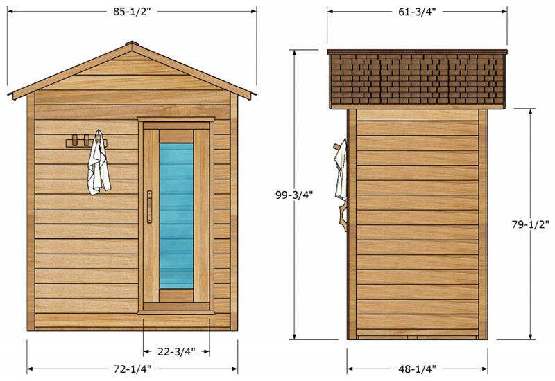 Superior Sauna Outdoor Cabin Sauna 4 x 6 Exterior Specifications