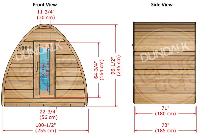 Superior Sauna Pod 8 x 6 Exterior Specifications