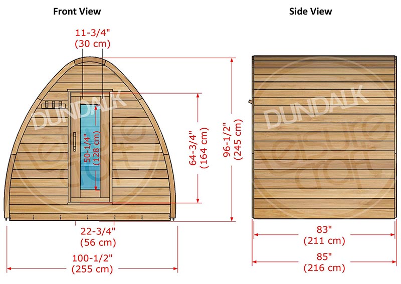Superior Sauna Pod 8 x 7 Exterior Specifications