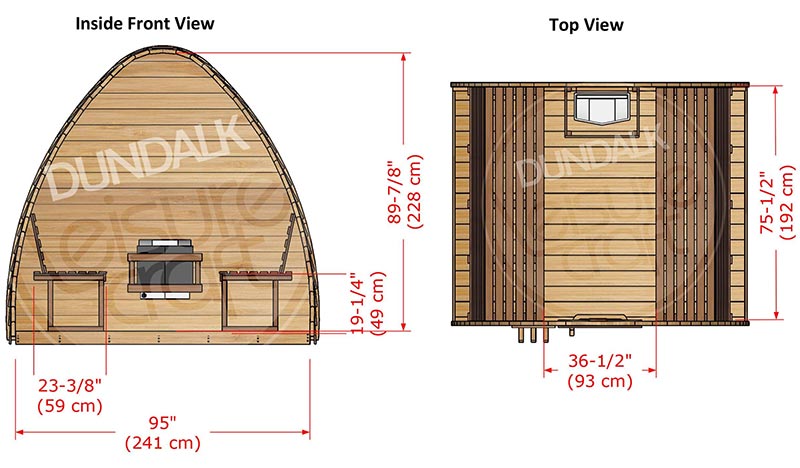 Superior Sauna Pod 8 x 7 Interior Specifications