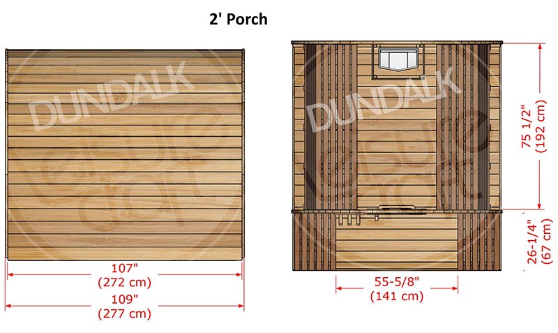 Superior Sauna Pod 8 x 7 with Porch Interior Specifications