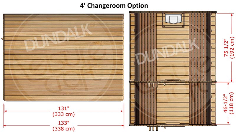 Superior Sauna Pod 8 x 7 with Changeroom Interior Specifications