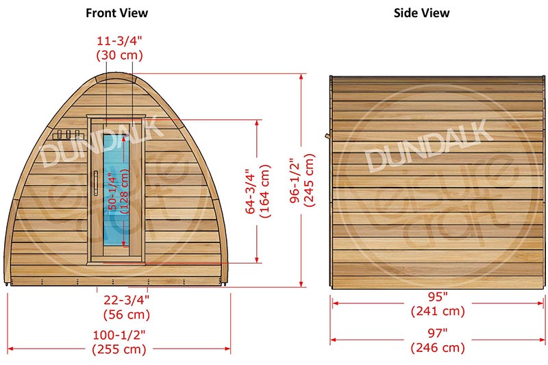 Superior Sauna Pod 8 x 8 Exterior Specifications
