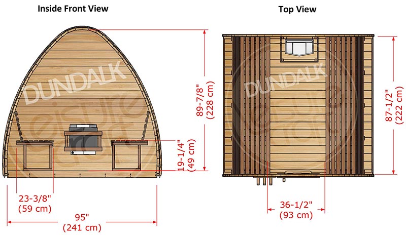 Superior Sauna Pod 8 x 8 Interior Specifications