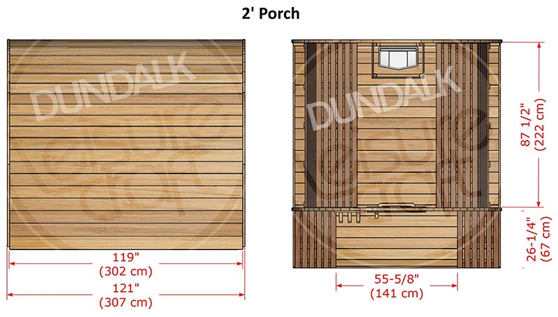 Superior Sauna Pod 8 x 8 with Porch Interior Specifications
