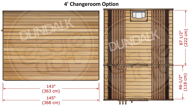 Superior Sauna Pod 8 x 8 with Changeroom Interior Specifications