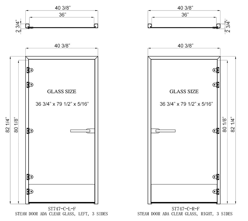 Superior Sauna ADA Steam Door Dimensions