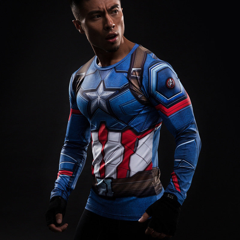 captain america long sleeve compression shirt