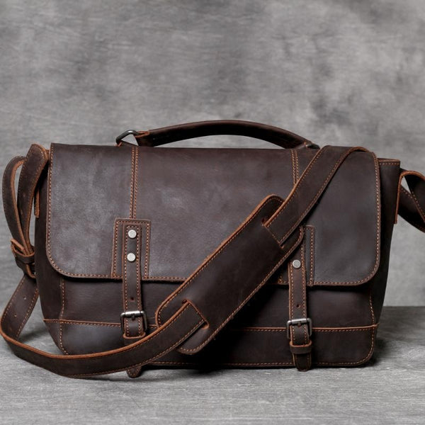 Handmade Dark Brown Messenger Bag, Leather Crossbody Bag OAK070 – Leajanebag