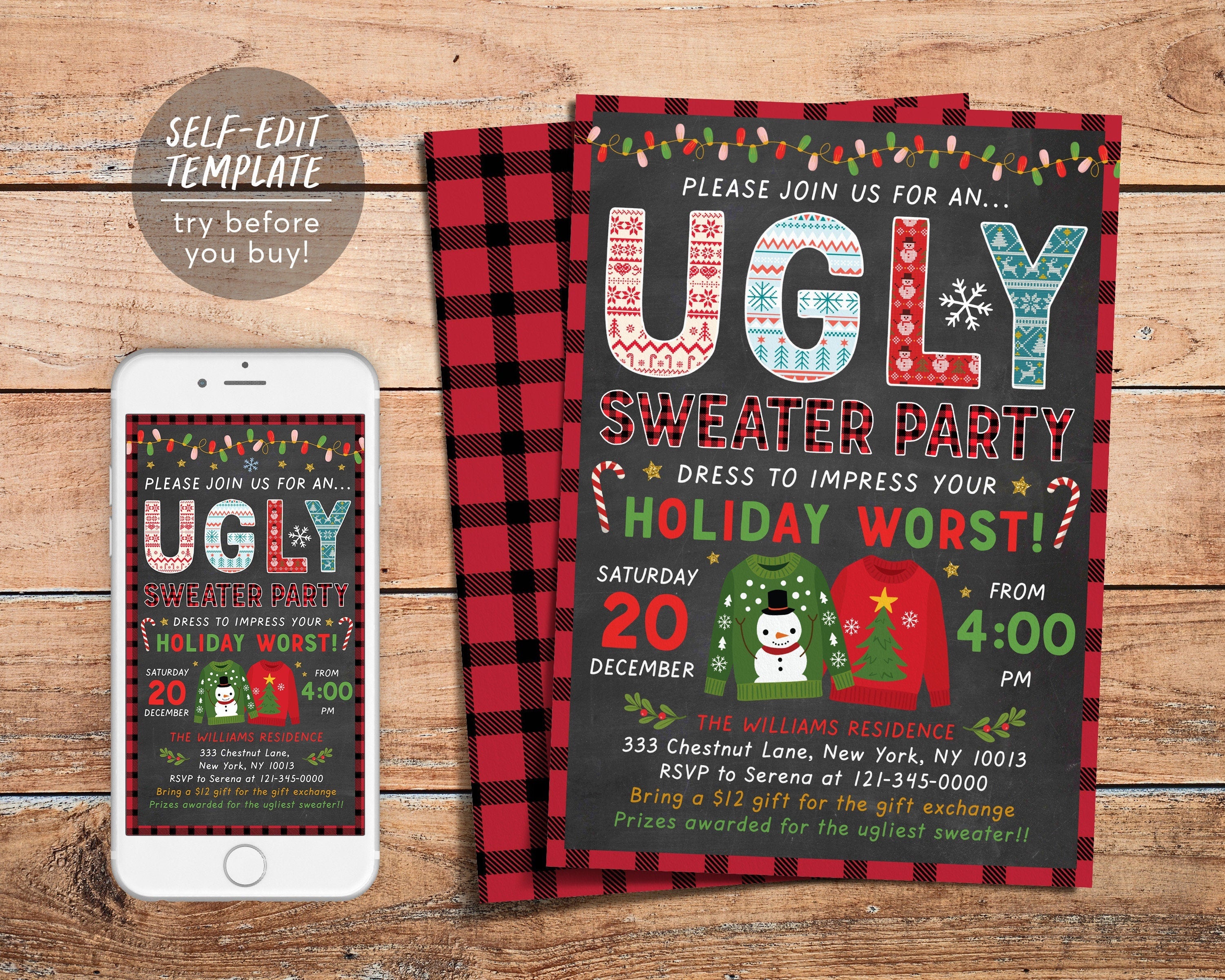 ugly christmas sweater contest invites