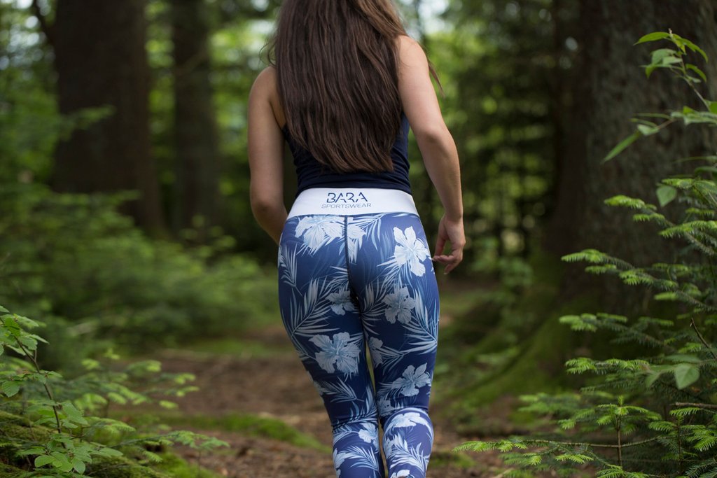 Woman running leggings that stay in place