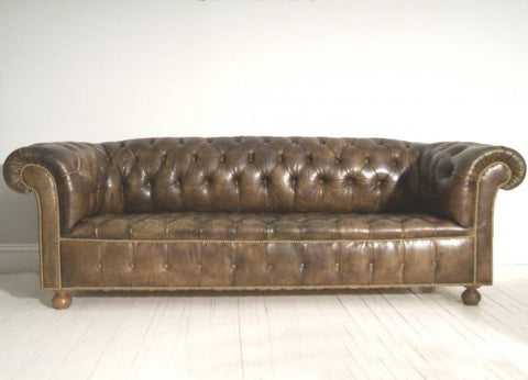 antique brown leather chesterfield sofa
