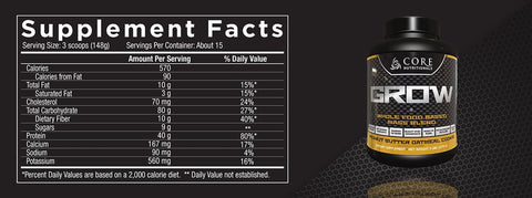 Core Nutritionals Grow Supplement Facts