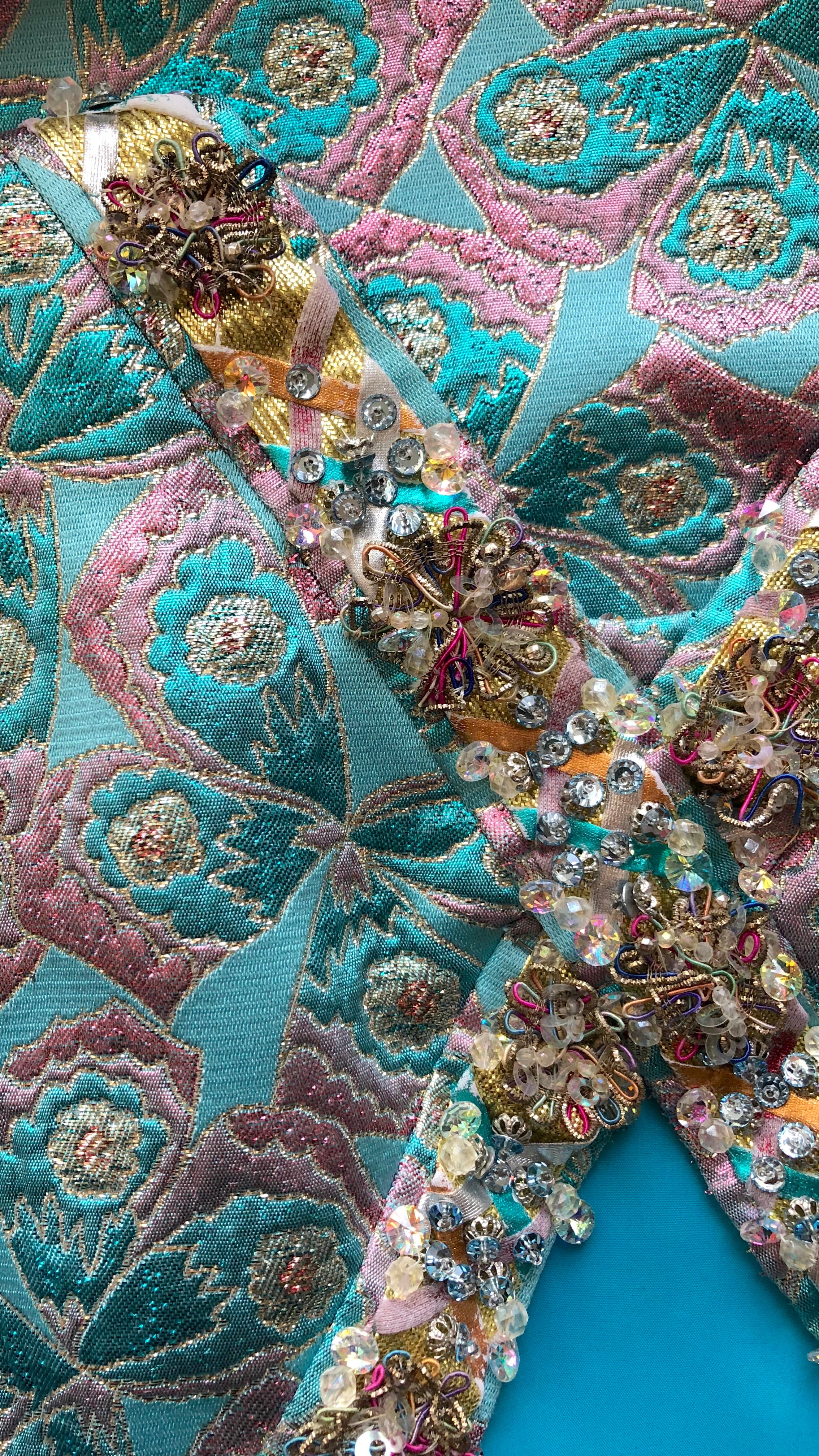1960s Museum Held Butterfly Brocade Gown & Bolero Set