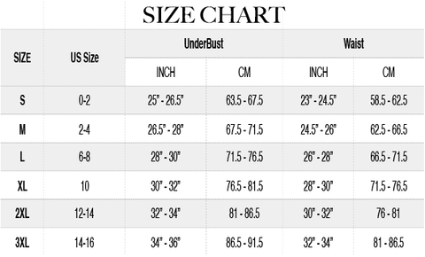 Neoprene Waist Trainer Vest Size Chart | Hourglass Gal
