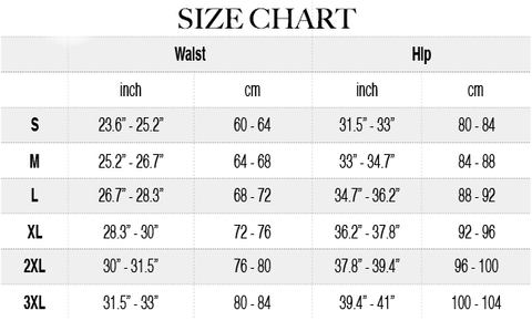Tummy Control Thigh Compress Panty Size Chart | Hourglass Gal