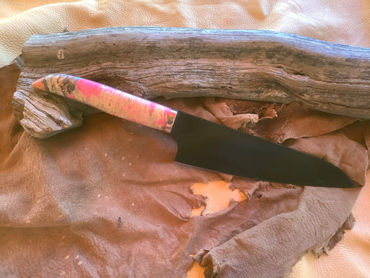 29-22 Stabilized Pink and Orange Dyed Maple Burl, Kitchen, Chef