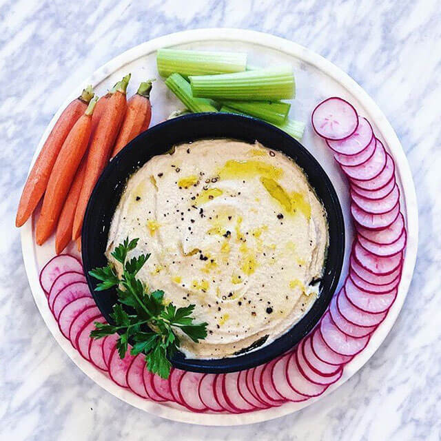 almond pulp hummus with vegetables
