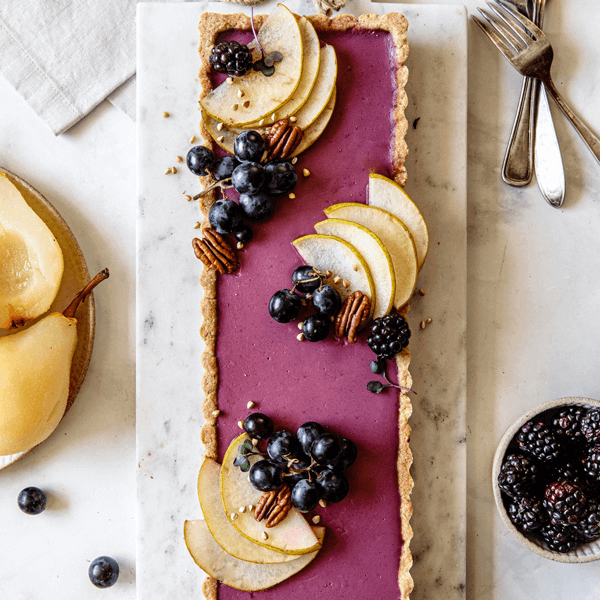 a vegan Blackberry Pear Tart