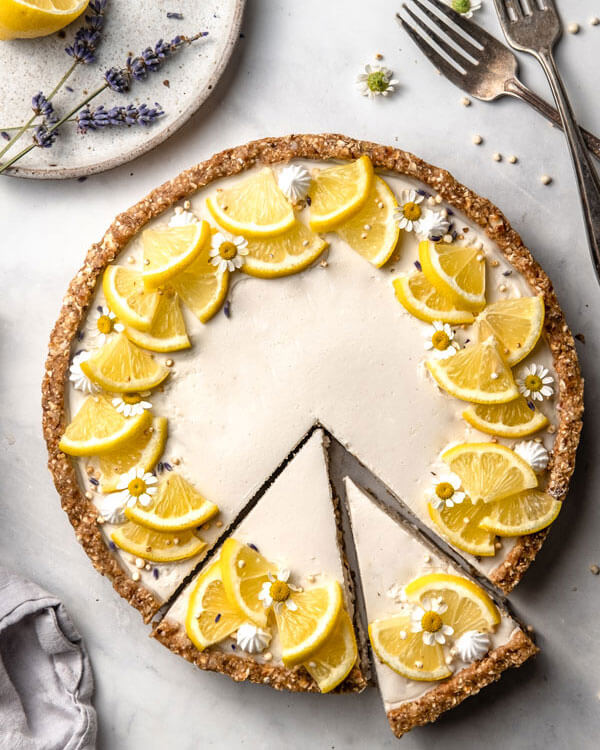 a vegan Lemon Lavender Tart