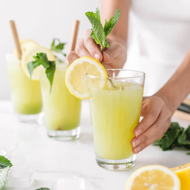 3 glasses of Mint Lemonade