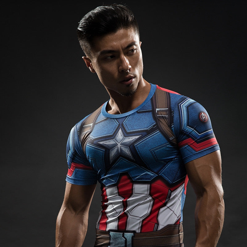 t shirt captain america compression