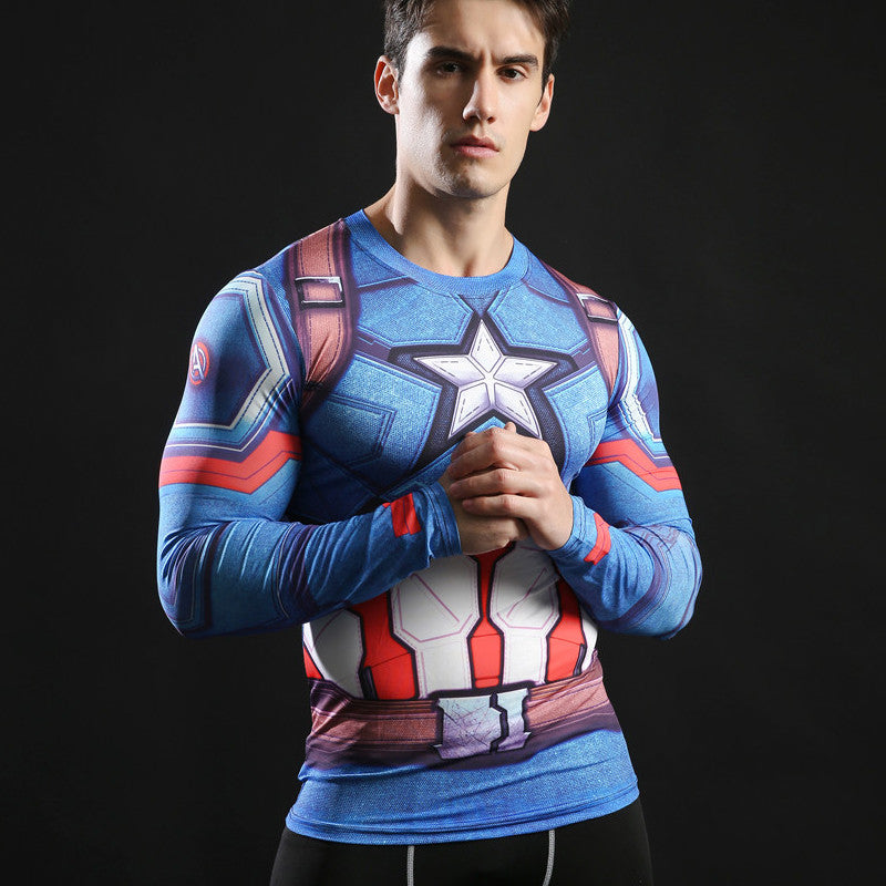 captain america long sleeve compression shirt