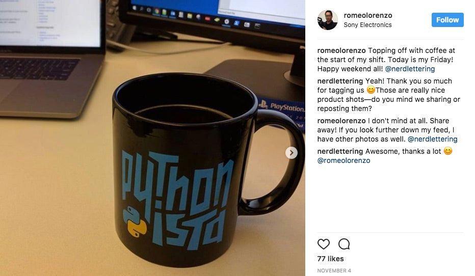 Pythonista coffee mug