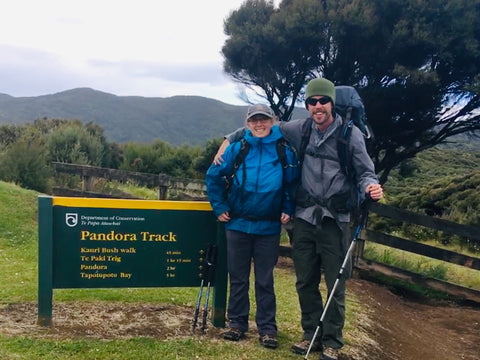 Cameron and Tim starting their hike to Pandora Beach, New Zealand