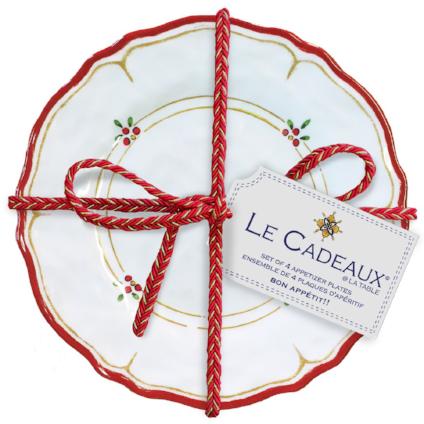 Le Cadeaux Holiday Melamine Appetizer Plates Set of 4 Natale