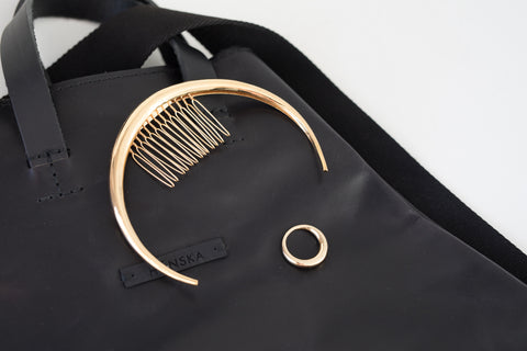 hair accessory ring rising tusk Haenska leather bag