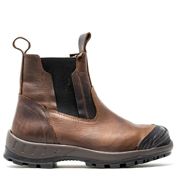Men's Work Boots - Steel Toe & Rubber Shield - Brown Work Boots - Cebu - Slip On Work Boots - Brown Ankle Work Boots