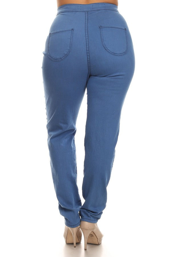 Back Round Pocket Slim fit Stretchy High Rise Jeans