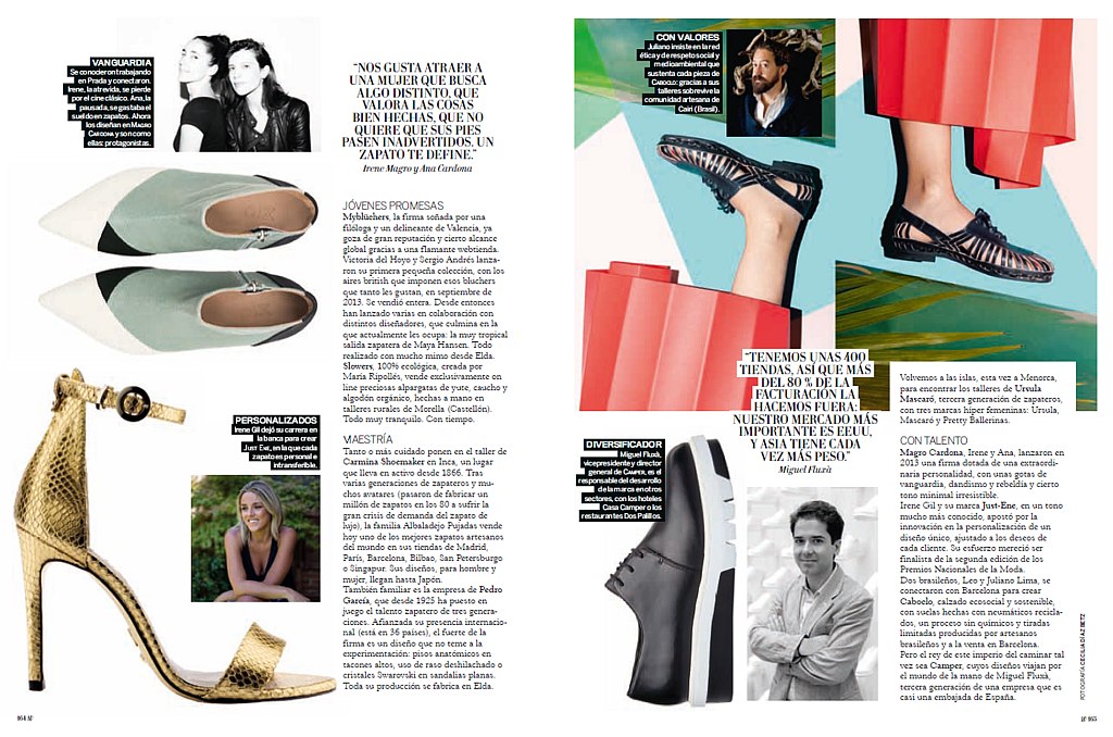 Los zapatos personalizados de Just-ENE en el artículo La nueva horma, de la revista Woman