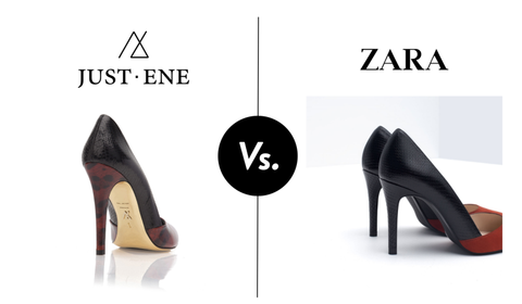 Zara copia los zapatos de salón combinados de JustENE