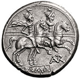 República Romana - moneda de los dioses Castor y Polux