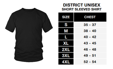 district unisex shirt size chart
