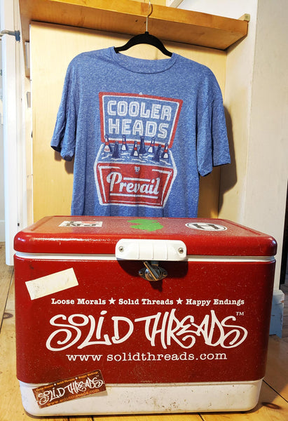 Solid Threads Vintage Cooler with Retro Cooler Heads Prevail Beer T-shirt