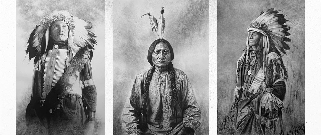 Native American Chiefs in Charcoal