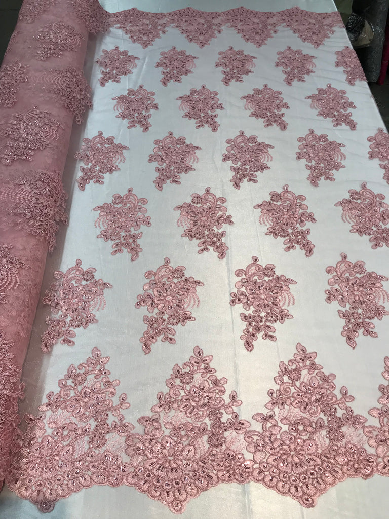 lace fabric pink