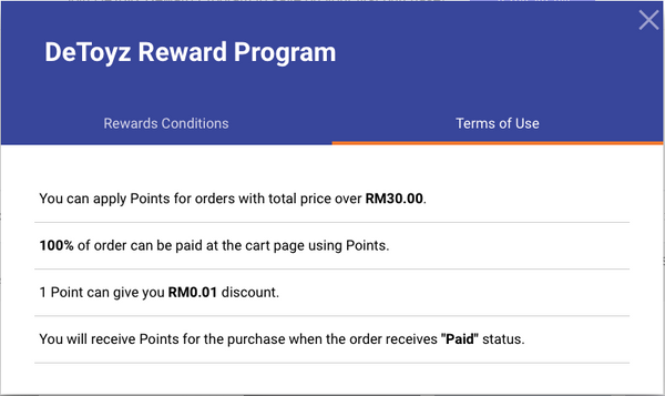 DeToyz Reward Program - Terms of Use