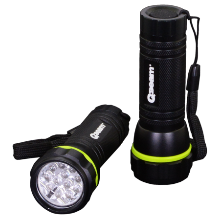QBeam 2pk - 12 LED Aluminum Flashlight w/ Lanyard - 80 Lumens