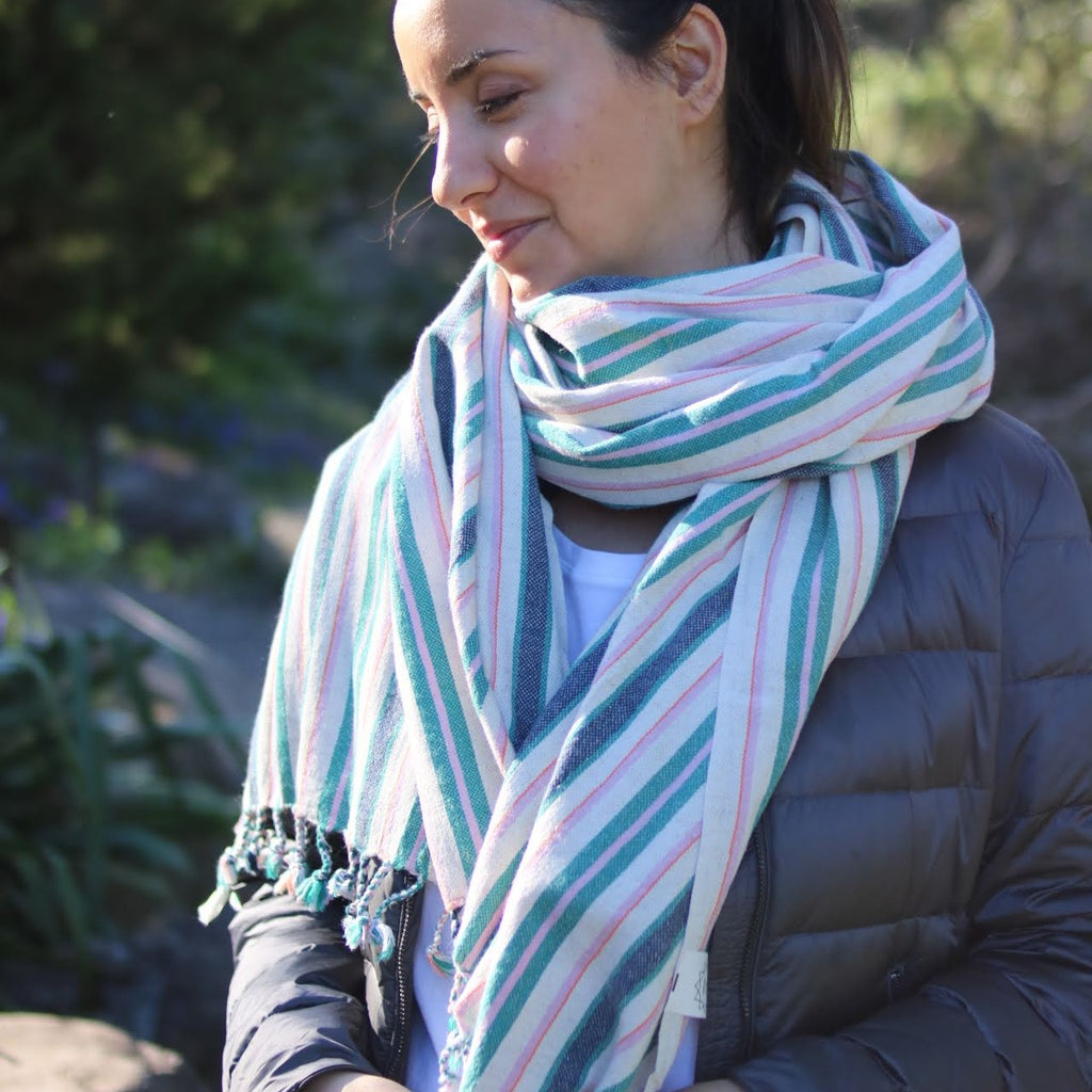 Turkish towel as a scarf