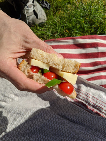 Home-made sandwich with home-made sourdough bread