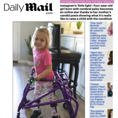 Fifi and Mo cerebral palsy Instagram star Daily Mail in dinosaur leggings Smarty Girl