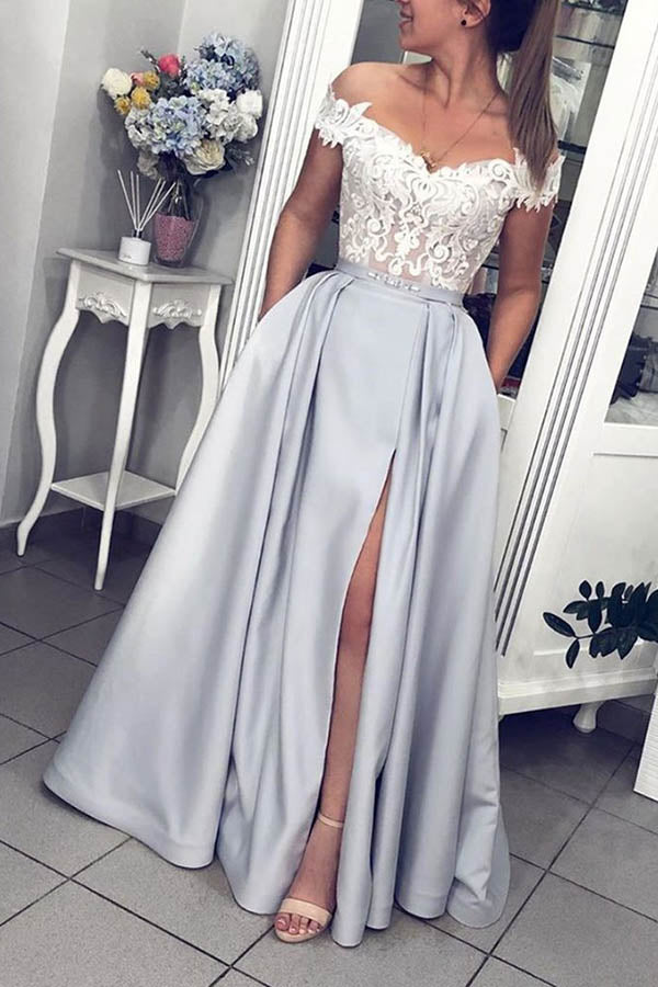grey dress with lace