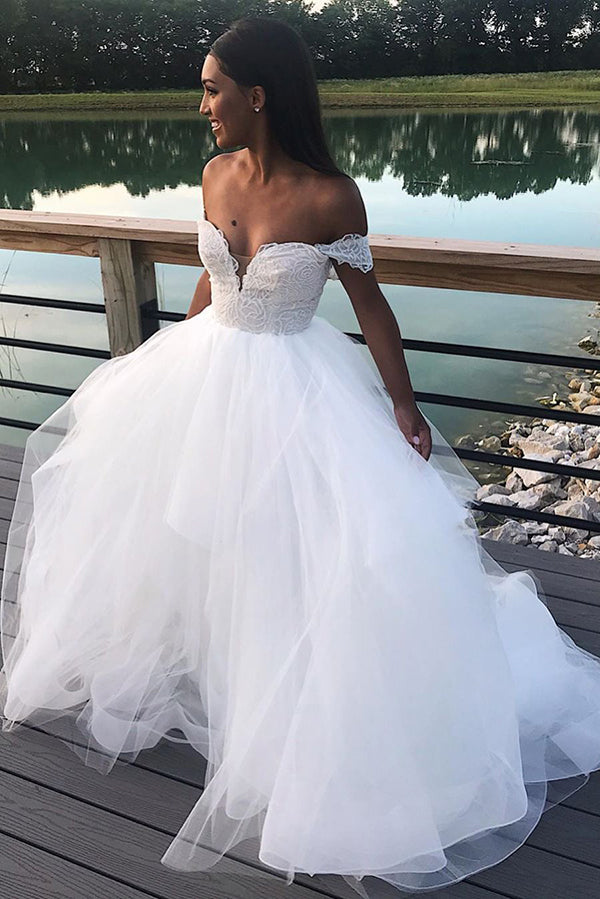 white tulle ball gown