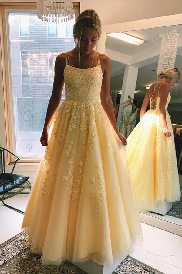 long yellow dresses wedding