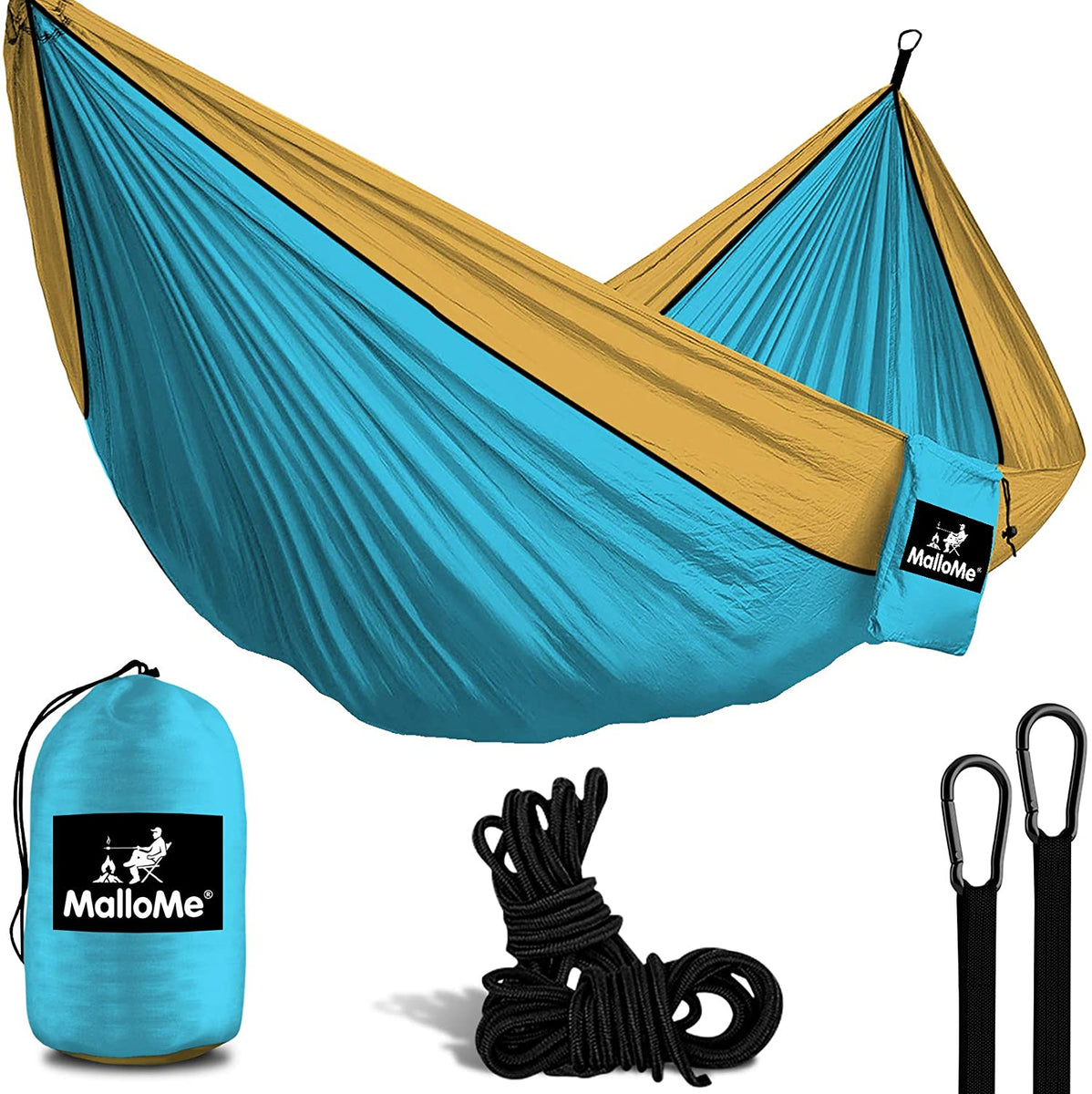 2 Person Equipment Kids Accessories Max 1000 lbs Breaking Capacity Free 2 Carabiners Parachute Lightweight Nylon with Hammok Tree Straps Set MalloMe Double & Single Portable Camping Hammock