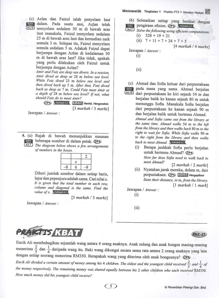 Penerbitan Pelangi Sdn Bhd Jawapan Matematik